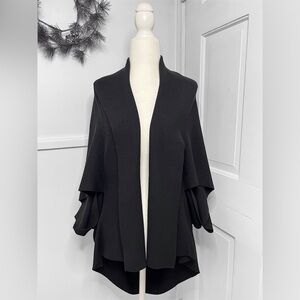 Anthropologie Look by M New York Black Cape Cardigan Rib Knit Sweater NWT